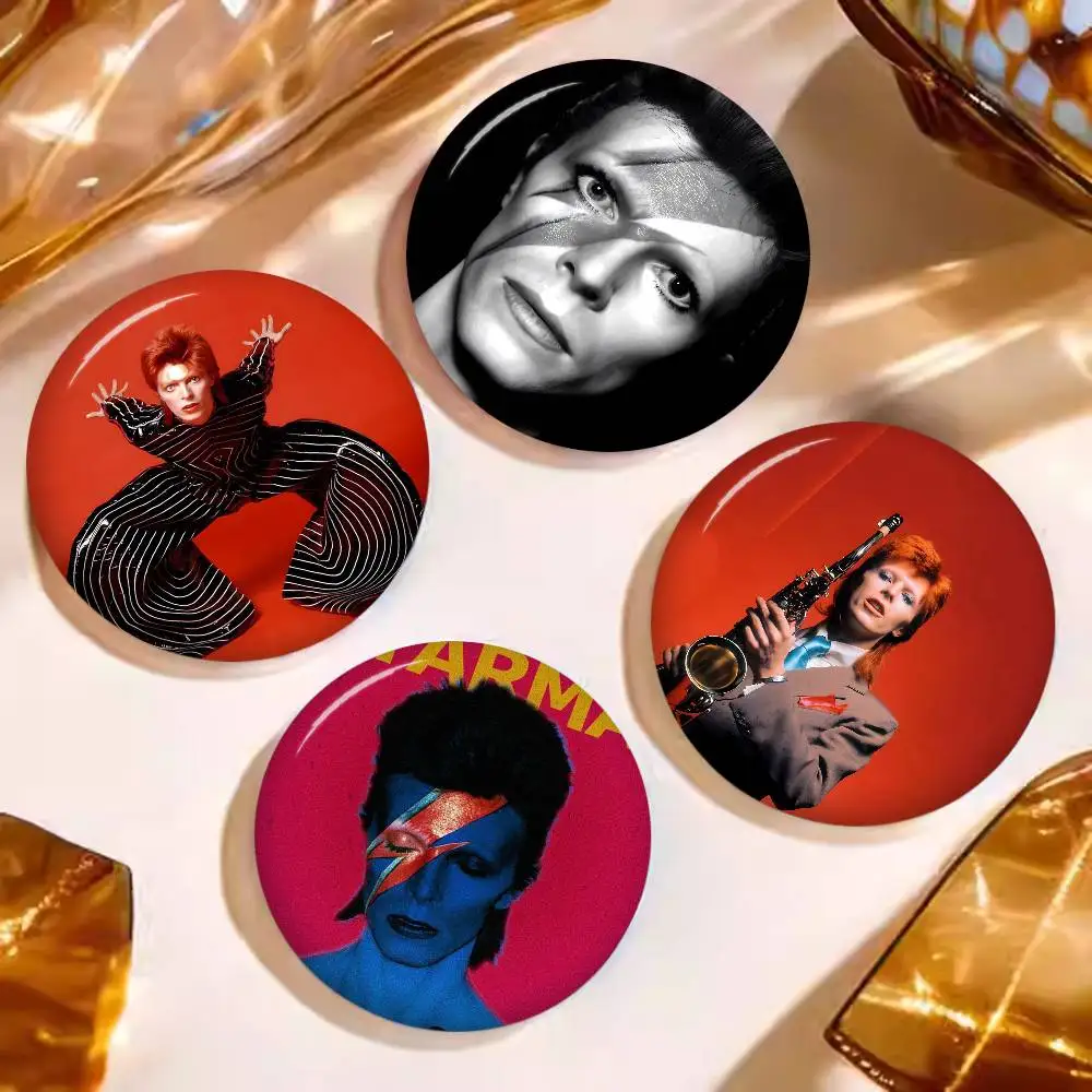 Hot Singer D-David B-Bowie Tinplate Pin Button Custom Anime Role Old-school Brooch Cartoon Collar Badge Jewelry Gift Fans