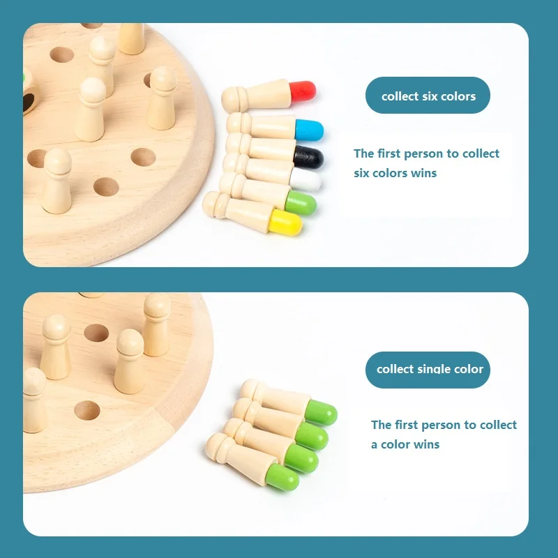 나무 메모리 매치 스틱 체스 컬러 게임 훈련 초점 메모리, 부모-자녀 상호 작용 교육 학습 퍼즐 장난감