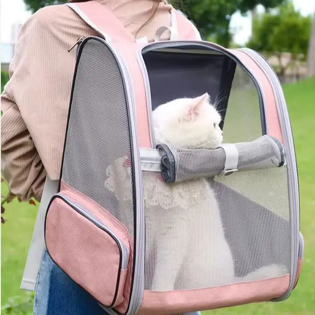 Cat Backpack Portable Carrier for Cats, Large Canvas Summer Bag for Pets, Breathable Bag for Dogs [Can Hold 7.5kg Cats / 6kg Dogs]