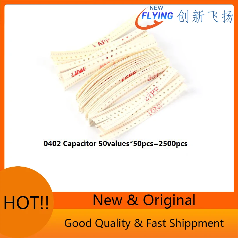 0402  1pF To 10uF Sample kit SMD Capacitor 8pf 10pf 101 103 104 334 470NF Assorted Kit 50values*50pcs=2500pcs Ceramic Capacitor