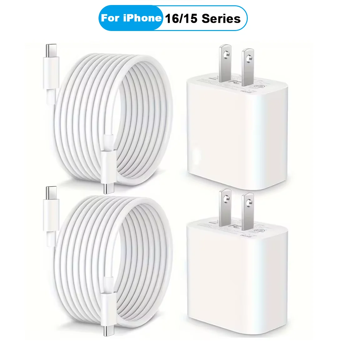 1-2 Sets 30W US PD Fast Charger For iPhone 16 15 Pro Max iPad Samsung Xiaomi 1M/3.3 Ft USB C Fast Charging Cable Accessories