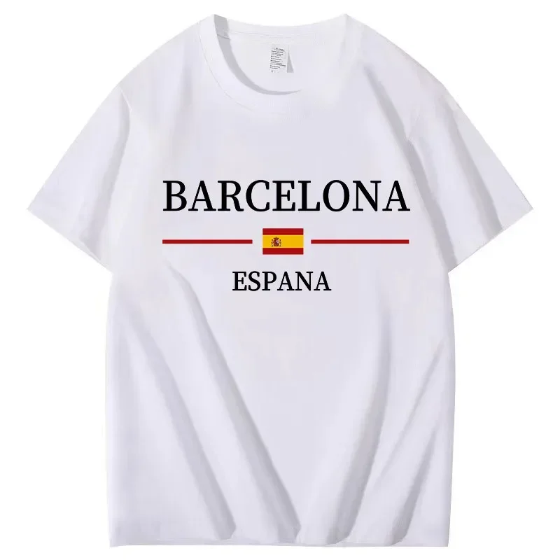 Summer Men's Barcelona Designed Printed T-shirt Fashion New Casual Short Sleeve T-shirt Y2K Loose Cotton Top Tees Graphic Cloth