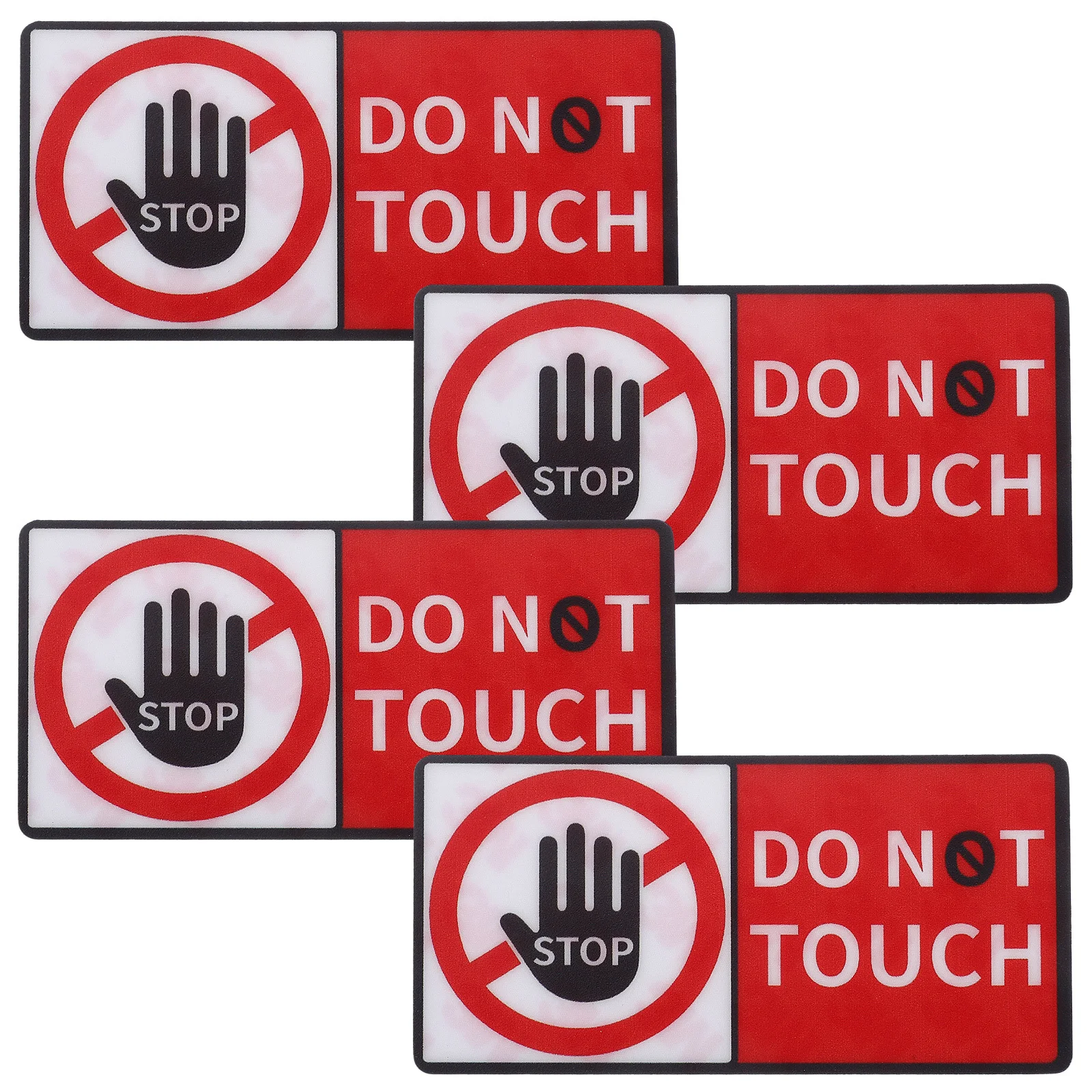 Adhesive Do Not Touch Warning Stickers 4 Sheet Safety Labels for Toolboxes Glass Walls Easy Apply Durable Waterproof Clear