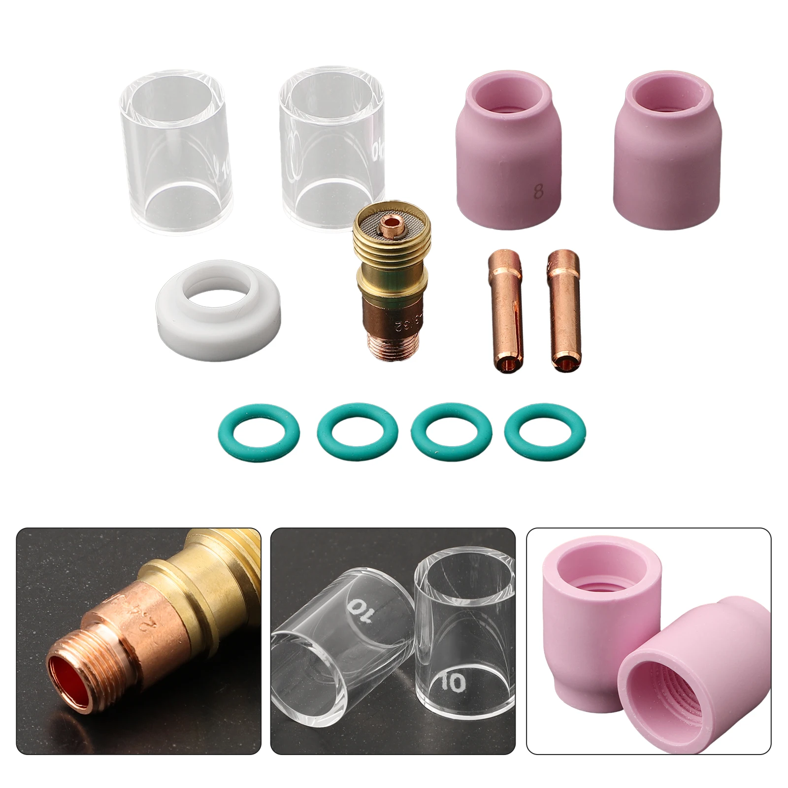 

12pcs TIG Welding Torch Equipment O-Rings # 10 Heat 702079 Accessories Consumables Cup For WP-17/18/26 Glass Kit New