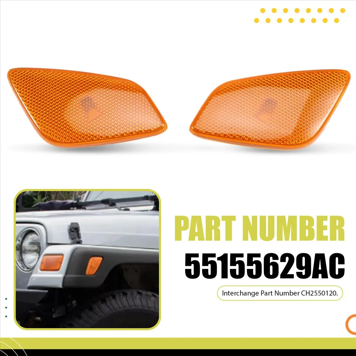 

1 пара янтарных линз, боковой габаритный фонарь, корпус указателя поворота, основной в автомобильном фонаре