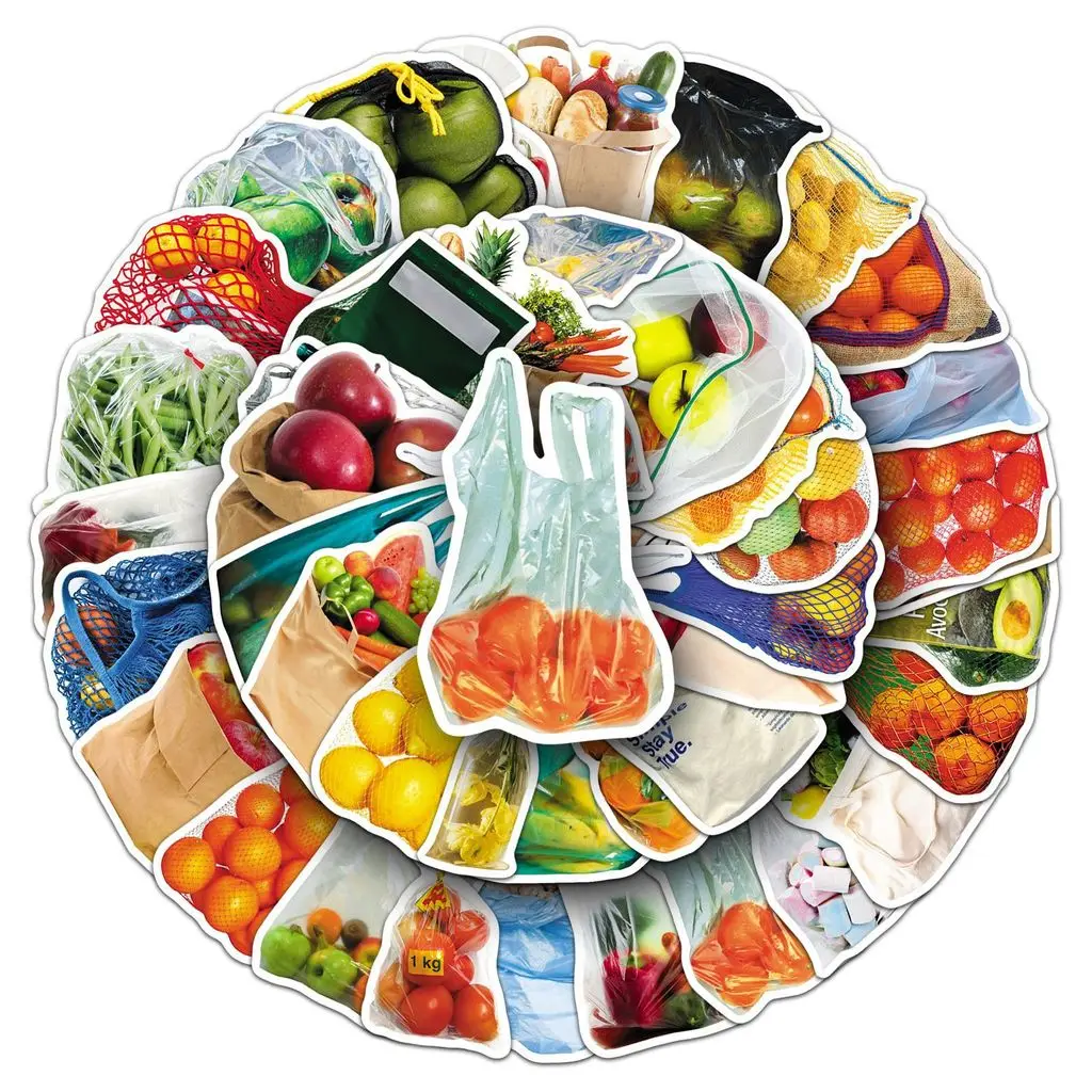 50Pcs Bagged Realistic Fruit & Vegetable Stickers - Creative Graffiti Decor for Cars, Phones & Journals Giajar Sticker Store