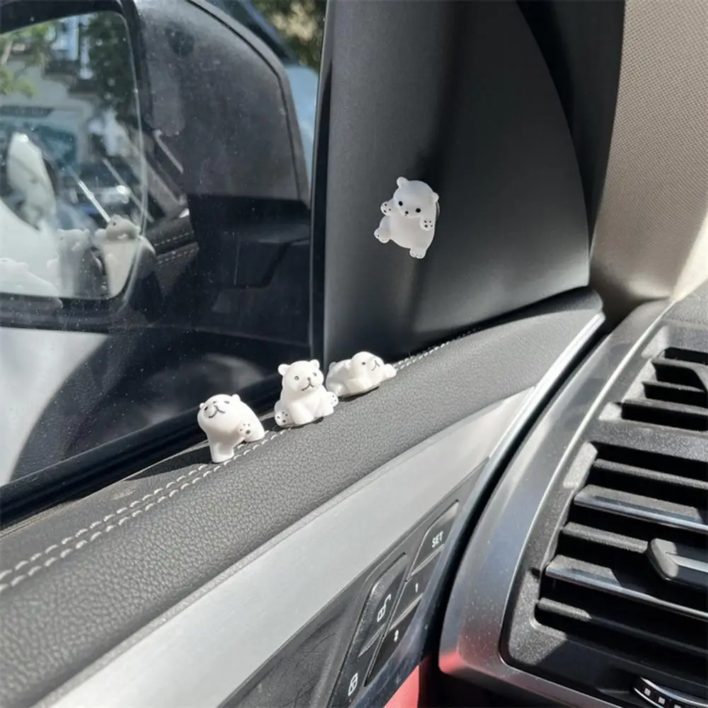 

Car Ornaments Polar Bear Car Rearview Mirror Ornament Set Cute Dashboard Figurine Decoration for Funny Gifts for Car Mirror