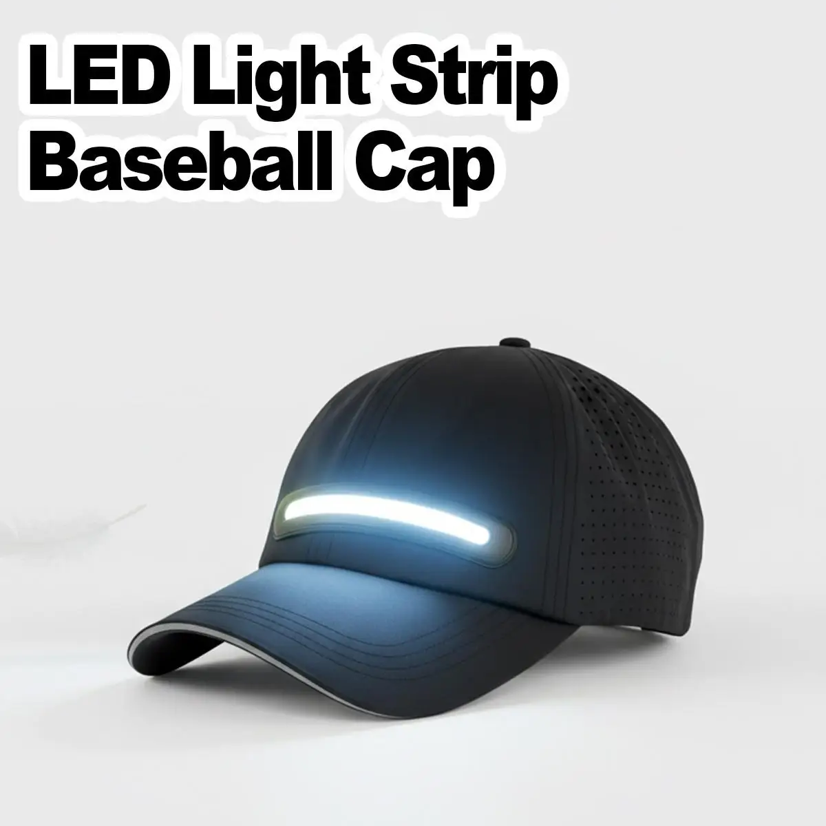 

LED Strip Baseball Cap USB Rechargeable Sports Mesh Hat Handsfree Headlamp Night Running Fishing Visor Front Light Active Gears