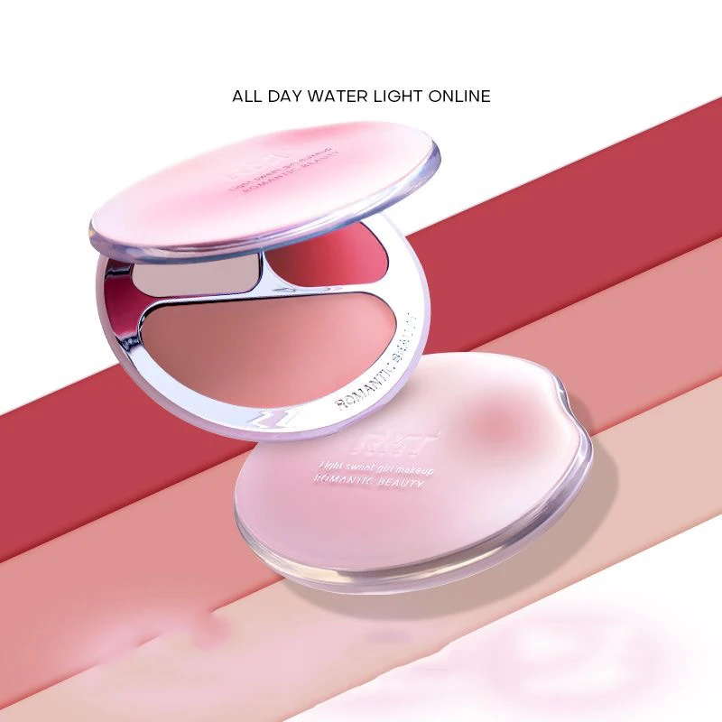 Romanticbeauty Multi Use Blusher Cream Drie kleuren poeder Blush Gezichtsreparatie TConcealer Crème Natuurlijke make-up Holding Water