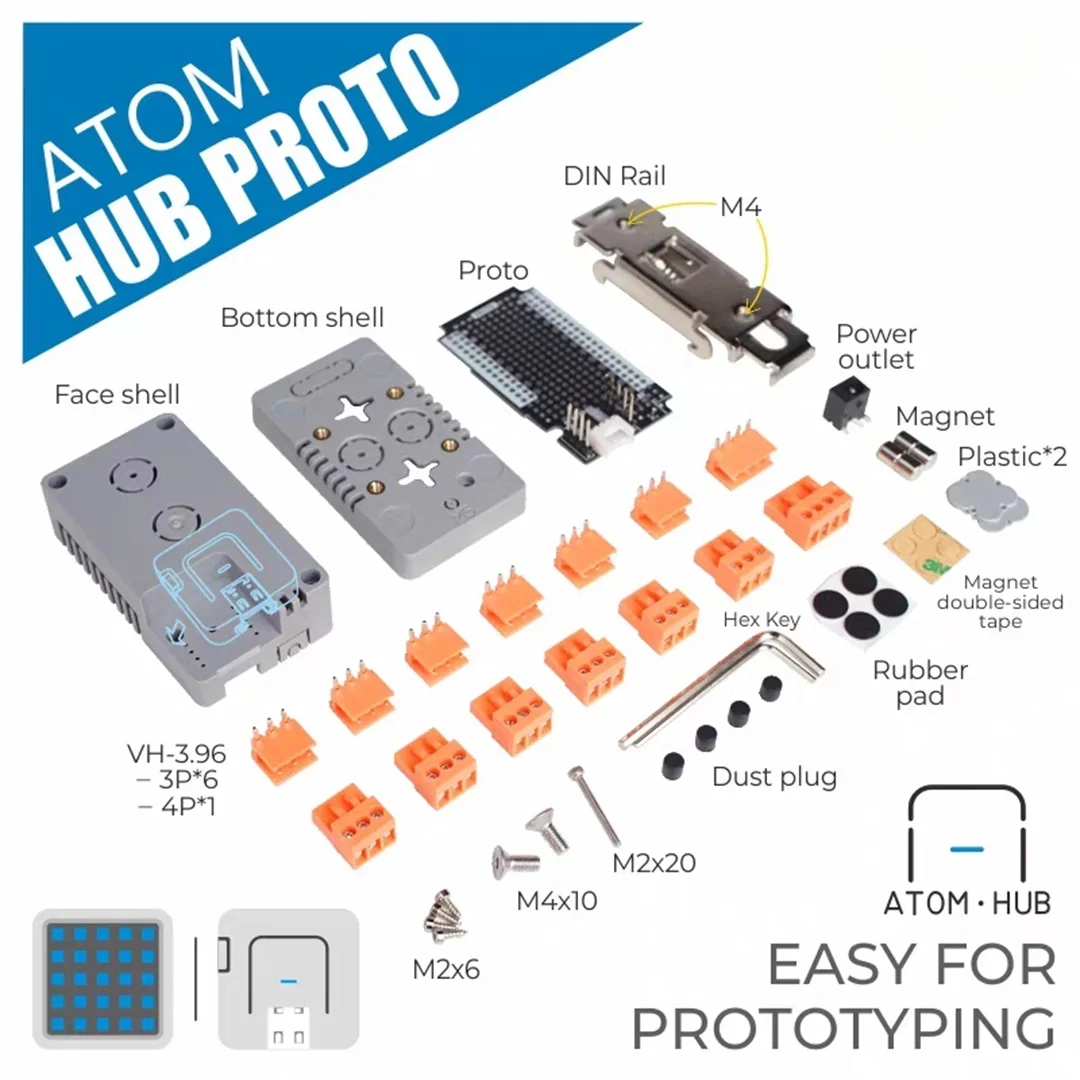 Placa de Desarrollo Oficial M5Stack ATOM HUB PROTO ESP32, Placa de Expansión DIY Compatible con Desarrollo Rápido