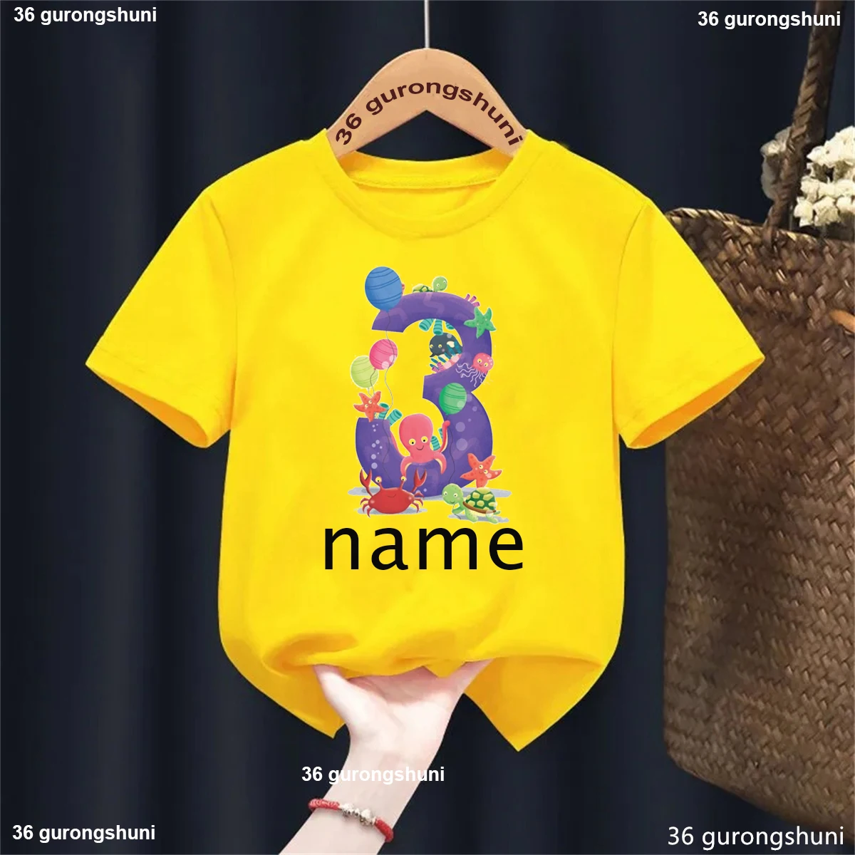 

Custom Name Marine Organism 3th Printed T Shirt Girls/Boys Sea Turtle Octopus Kids Clothes Funny Solid Tshirt Harajuku Shirt