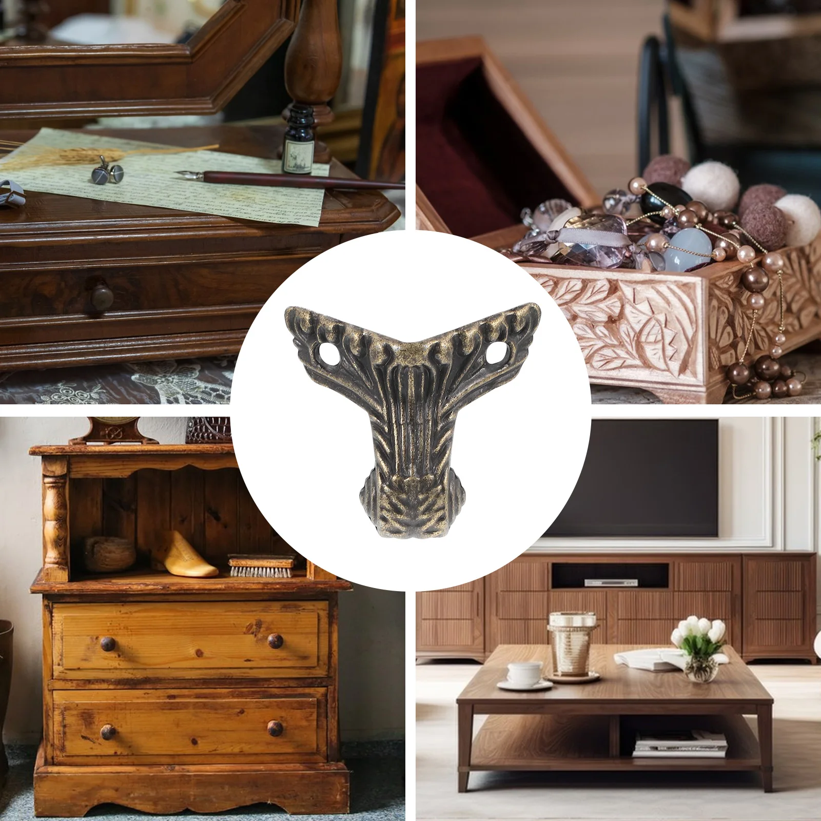 

8 шт. ножек для мебели из цинкового сплава, винтажный дизайн, декоративные уголки для защиты мелкой мебели и деревянных шкафов