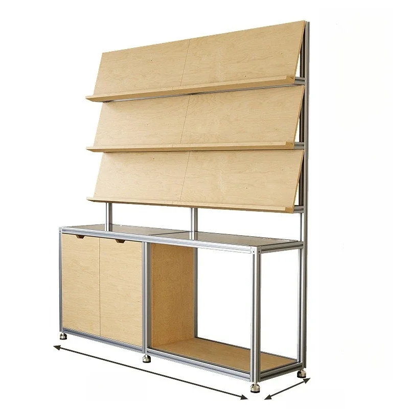 

Birch Ocean Board Store Display Cabinet Glass Multi-layer Shelf, Bucket Cabinet Aluminum Shelf Floor Storage Rack