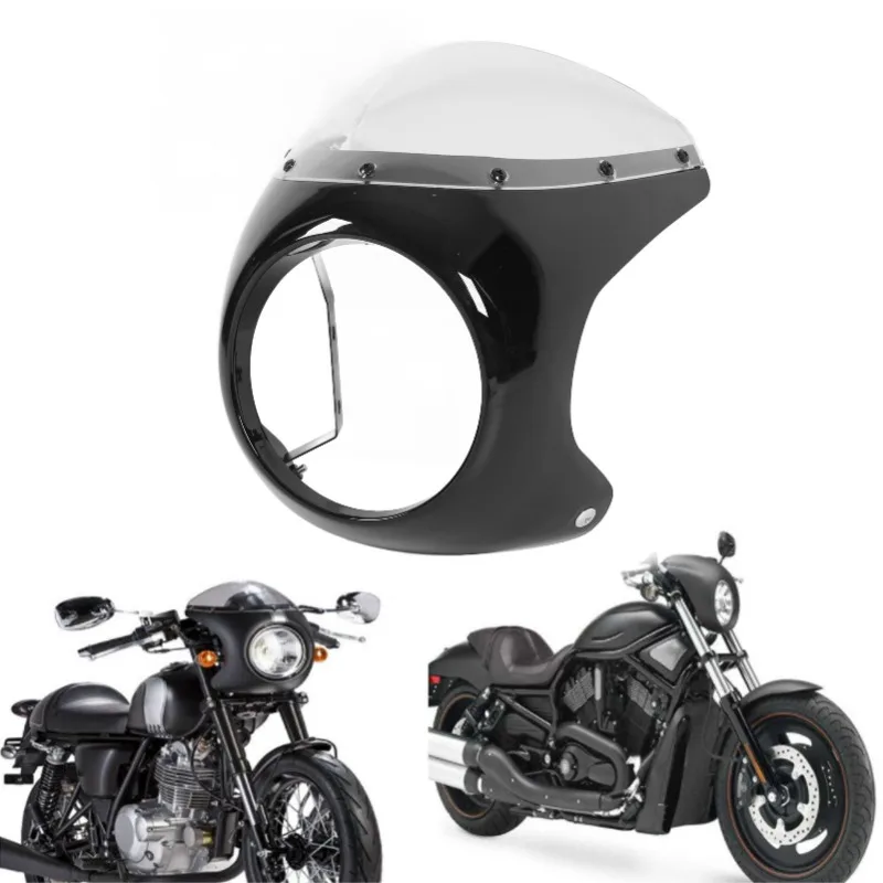 7in Motorcycle Front Headlight Fairing Smooth Surface Aging Resistant Wearproof Matte Black Transparent for Round Headlights