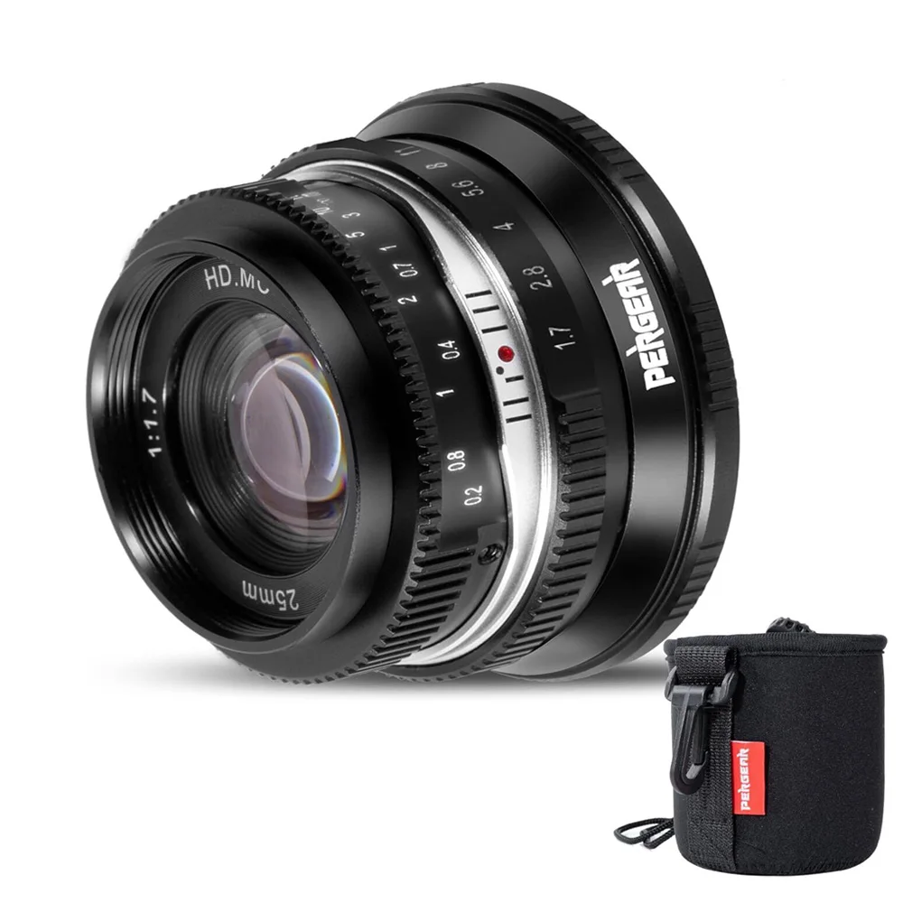 

Pergear 25mm F1.7 Large Aperture APS-C Sony E Mount Lens for Sony Camera Black Camera Lenses. Black or Silver