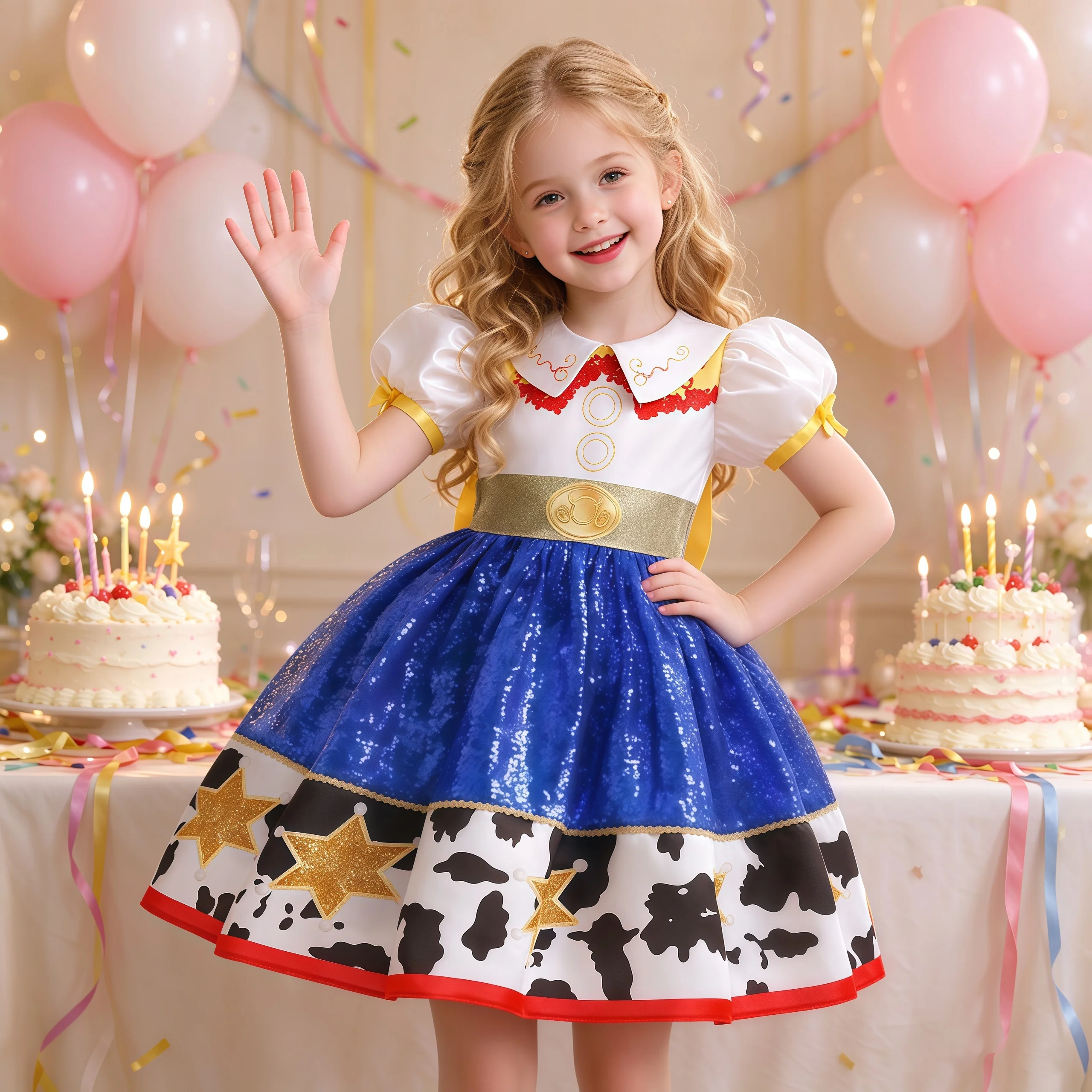 Elegant Star Baptism Party Girls Dress Wedding Bridesmaids Birthday Princess Dresses Girl Bow Host First Communion Prom Costume