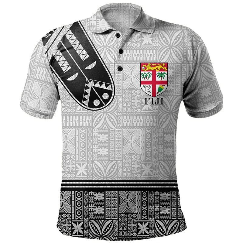 Moda Fiji Flag Polo grafica polinesiana per uomo bambini stampa 3d maniche corte t-Shirt con bottoni estivi t-Shirt Casual con risvolto