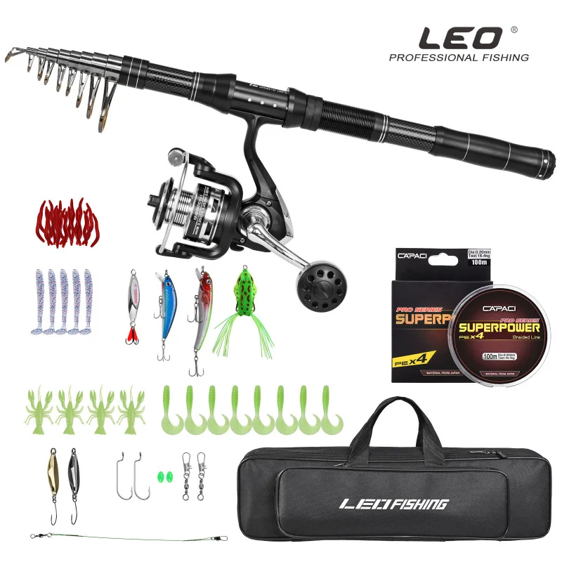 

LEO/LeOu【RGCarbon Fiber Sea Fishing Rod】Short Section Portable Travel Lure Rod Casting Rod Fishing Gear Set
