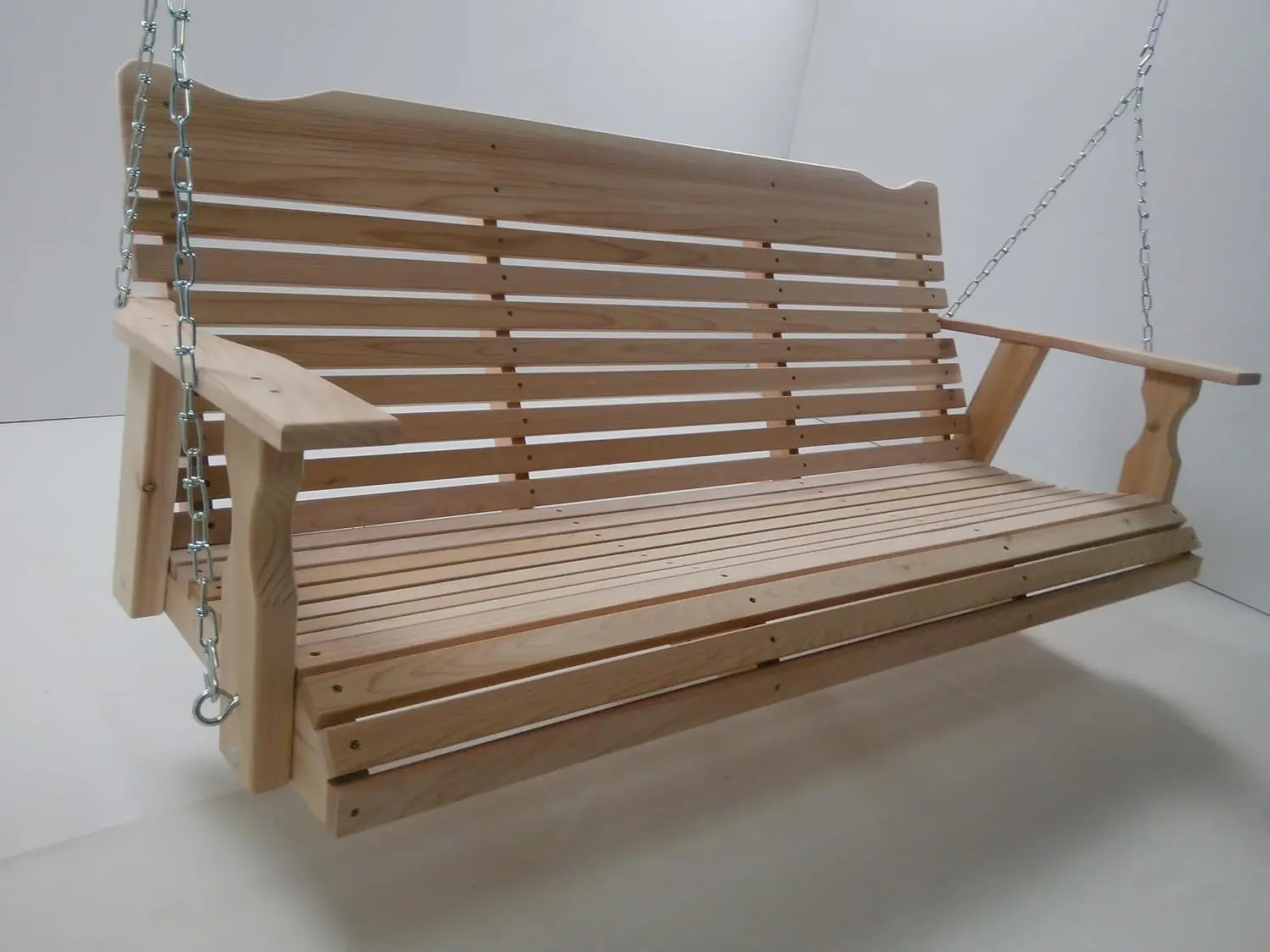 5ft Natural Cedar Porch Swing With Chain & Springs, Outdoor Patio Hanging Bench, Customized