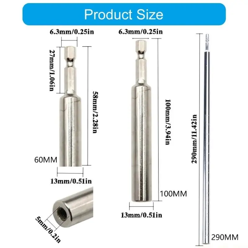 A2BE Extended Use High Carbon Steel Hexagon Shank Rod Includes Screw and Washer Set