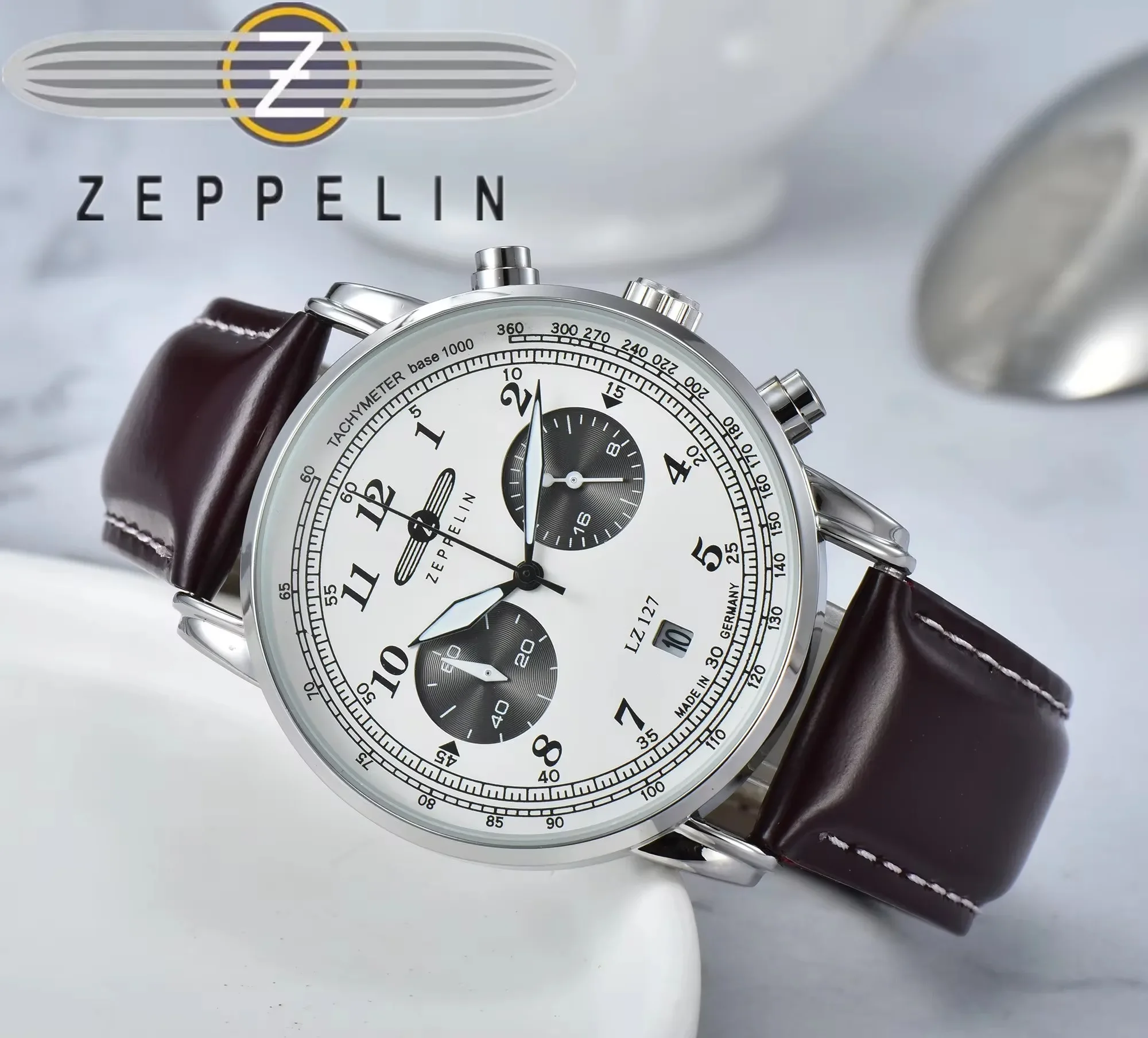 New Zeppelin Hindenburg series quartz retro business casual men's watch multifunctional chronograph watch