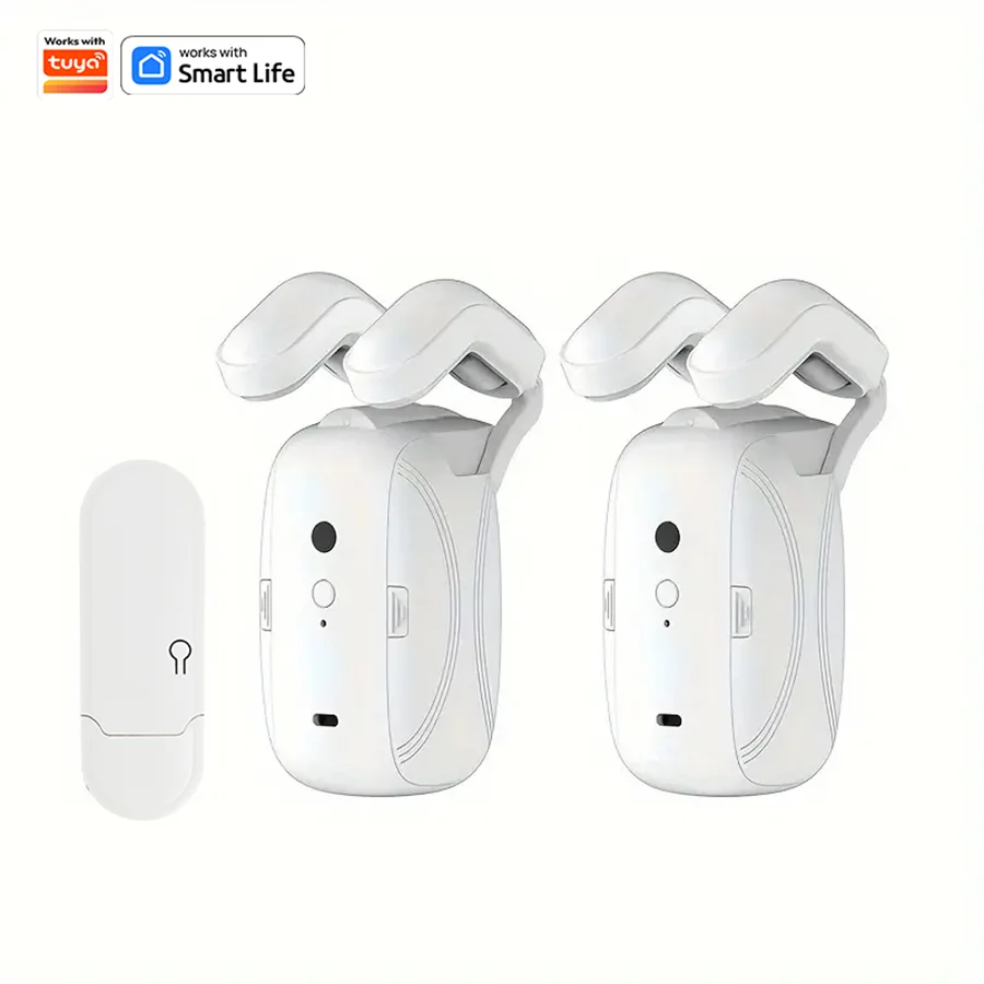1/2pcs Wi-Fi Smart Curtain Robot with Voice Control, Roman Rod Track, App Remote Control, Alexa & Google Home Compatibility
