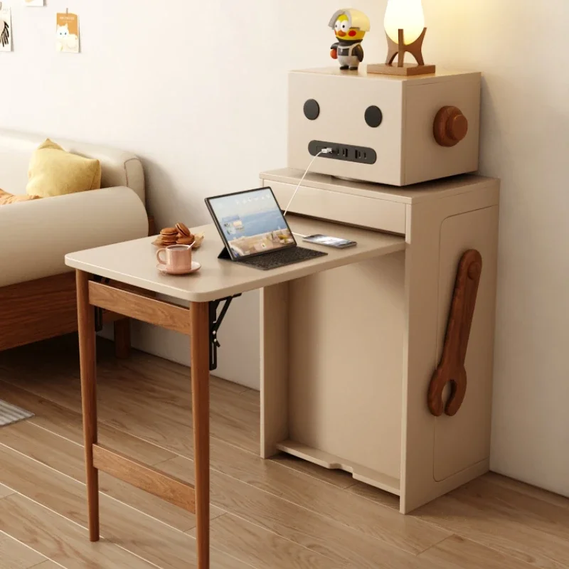 

Small apartment folding retractable dining table household multi-functional storage robot dining table side cabinet creative