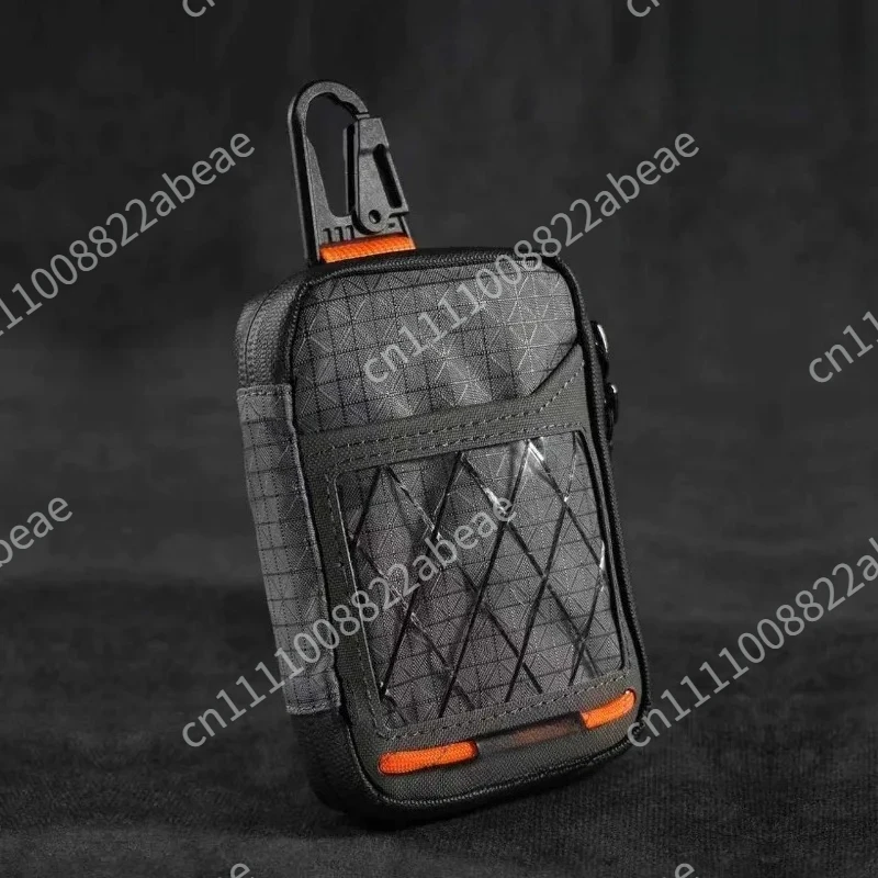 Hanging Buckle Key Bag Coin Wallet Elastic Holder Front Transparent Window Backside Hook Loop Separation Card EDC Storage Pouch