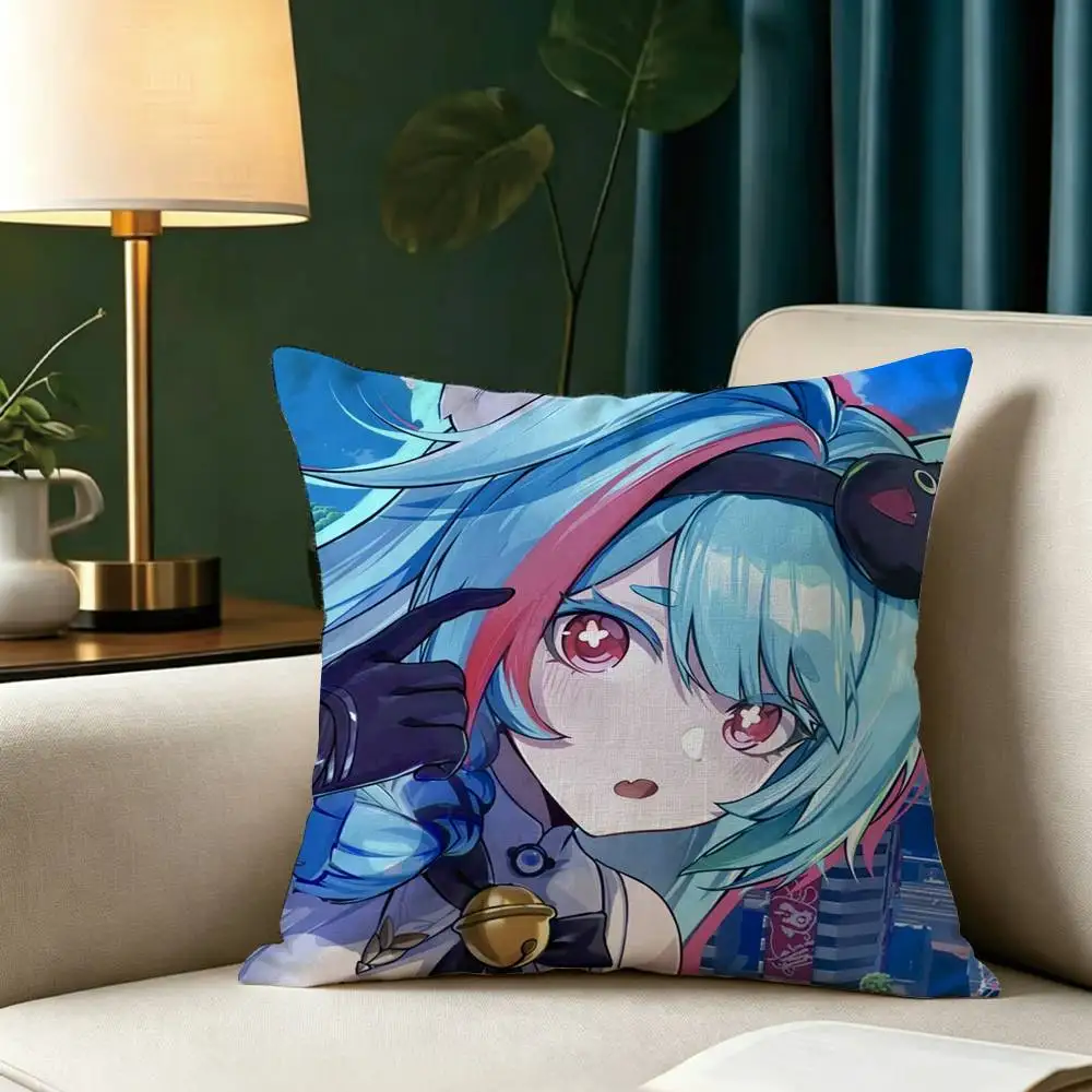 Neverness to Everness Nanally NTE mint  Square Double-Sided printed Pillow Case Bedroom Bedside Pillow Sofa Cushion Cover