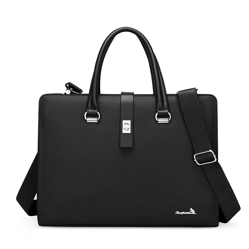 PU Leather Briefcase Vintage Men'S Satchel Executive Laptop Handbag Messenger Business Portfolio Portable Office Document Bag