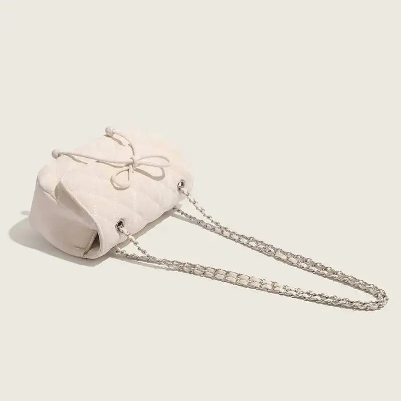 Bloom Sweet Cute White Shoulder Bags Purse Women Fairycore Aesthetic Chain Bow Y2k Handbag Female Hot Girls Pink Underarm Bag