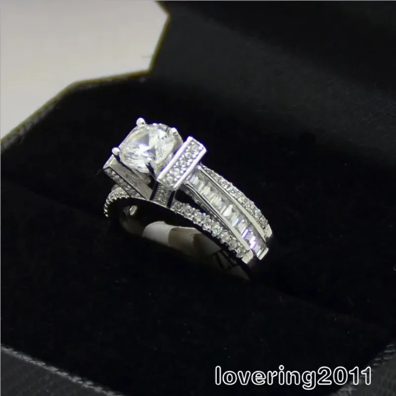 Eiffel Tower Lab Diamond Ring 925 Sterling Silver Engagement Wedding Rings for Women Jewelry Gift