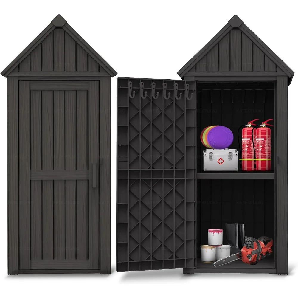 

Outdoor storage shed, 29 inch waterproof asphalt roof storage cabinet, resin garden shed with locking buckle