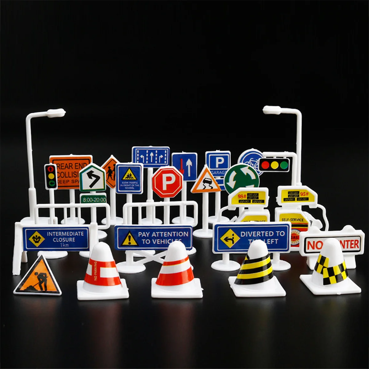 112pcs Traffic Signs For Kids Street Learning Educational Set Realistic Warning Sign Matching Game Gift For Toddlers Non-Remote