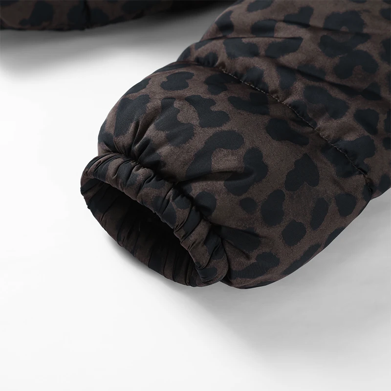 Women's Leopard Print Hooded Cotton Padded Jackets Stand Collar Zipper Short Puffy Coats 2026 Winter Lady Street Warm Outerwear