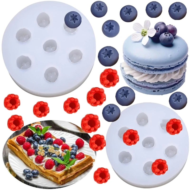 Nowa silikonowa forma do świec 3D Blueberry Raspberry Simulation Fruit Fondant Silicone Mould DIY Chocolate Cookie Baking Mold Cake Decor Tool