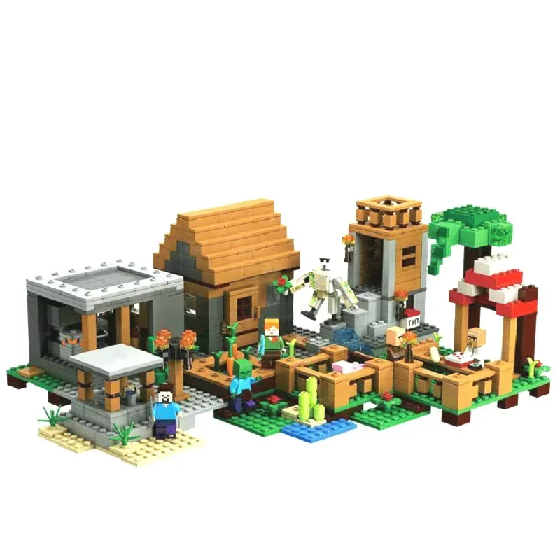 مكعبات بناء إصدار خاص من The Village مع شخصيات Steve Action المتوافقة مع لعبة My World Set City 21128