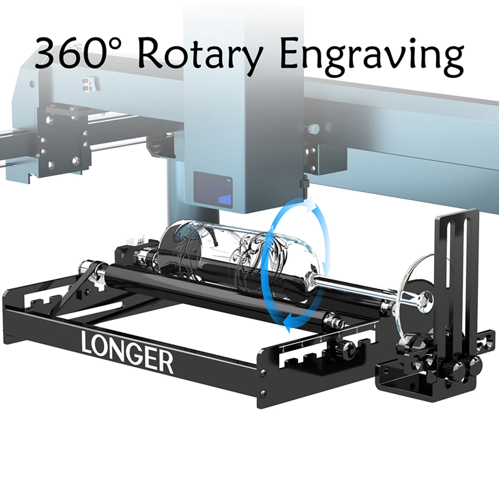 Laser Rotary Roller 360 Degrees Rotation Y-axis Laser Rotary Attachment 6-200mm Adjustable for Engraving Cylindrical Objects