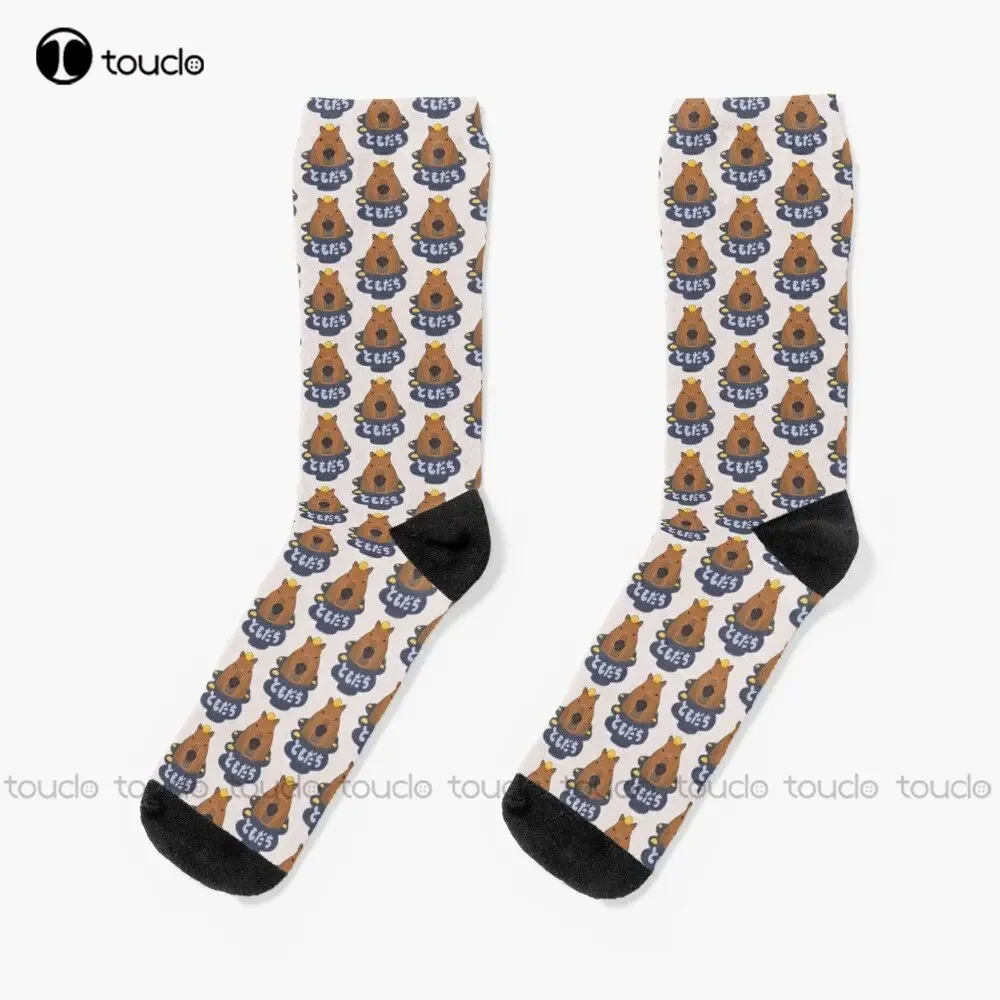 Capybara (Tomodachi) Socks Cotton Socks Personalized Custom Unisex Adult Teen Youth Socks 360° Digital Print Custom Gift Cartoon
