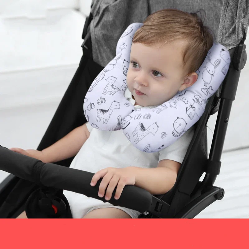 아기 유모차 베개 머리 어린이 만화 U 자형 목 보호대 베개 신생아 자동차 좌석 슬리핑 헤드 레스트 쿠션 목 지원