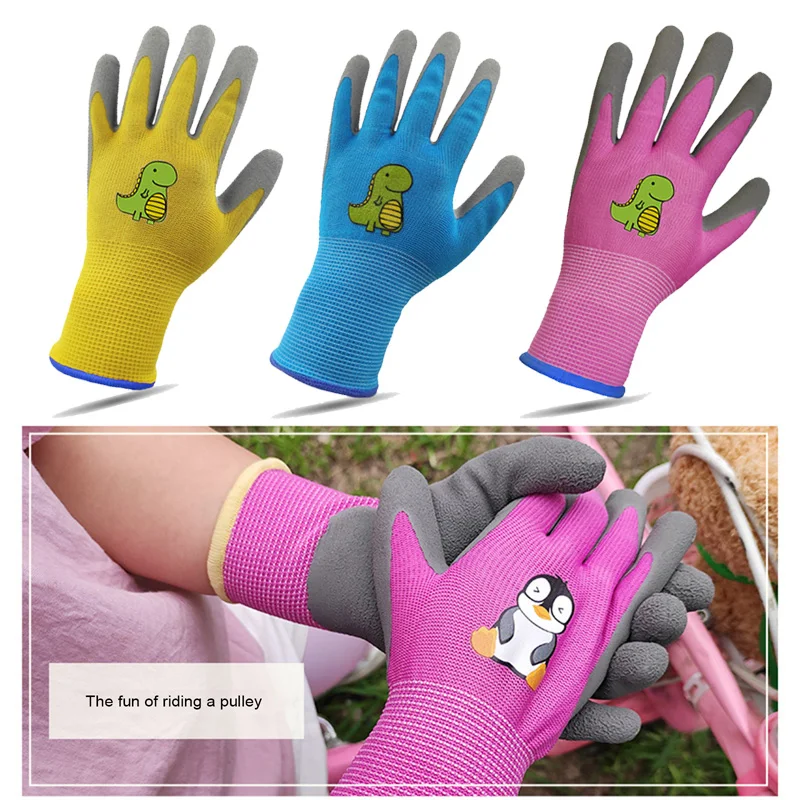 Kids Children Protective Gloves Durable Garden Glove Collect Seashells Protector Planting Non-Slip Children Safety Yard Gloves