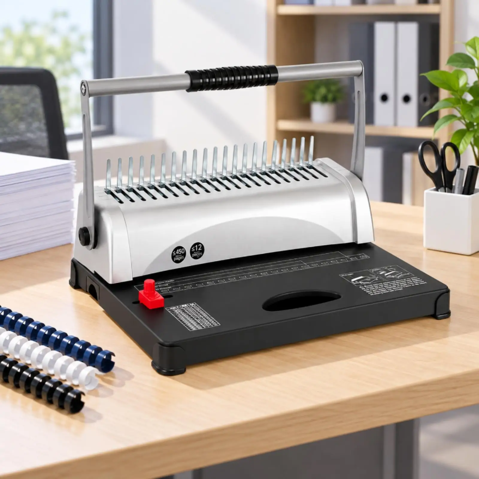 Manual Desktop Paper Punch and Comb Binder with 12 Sheet Capacity for A4 A