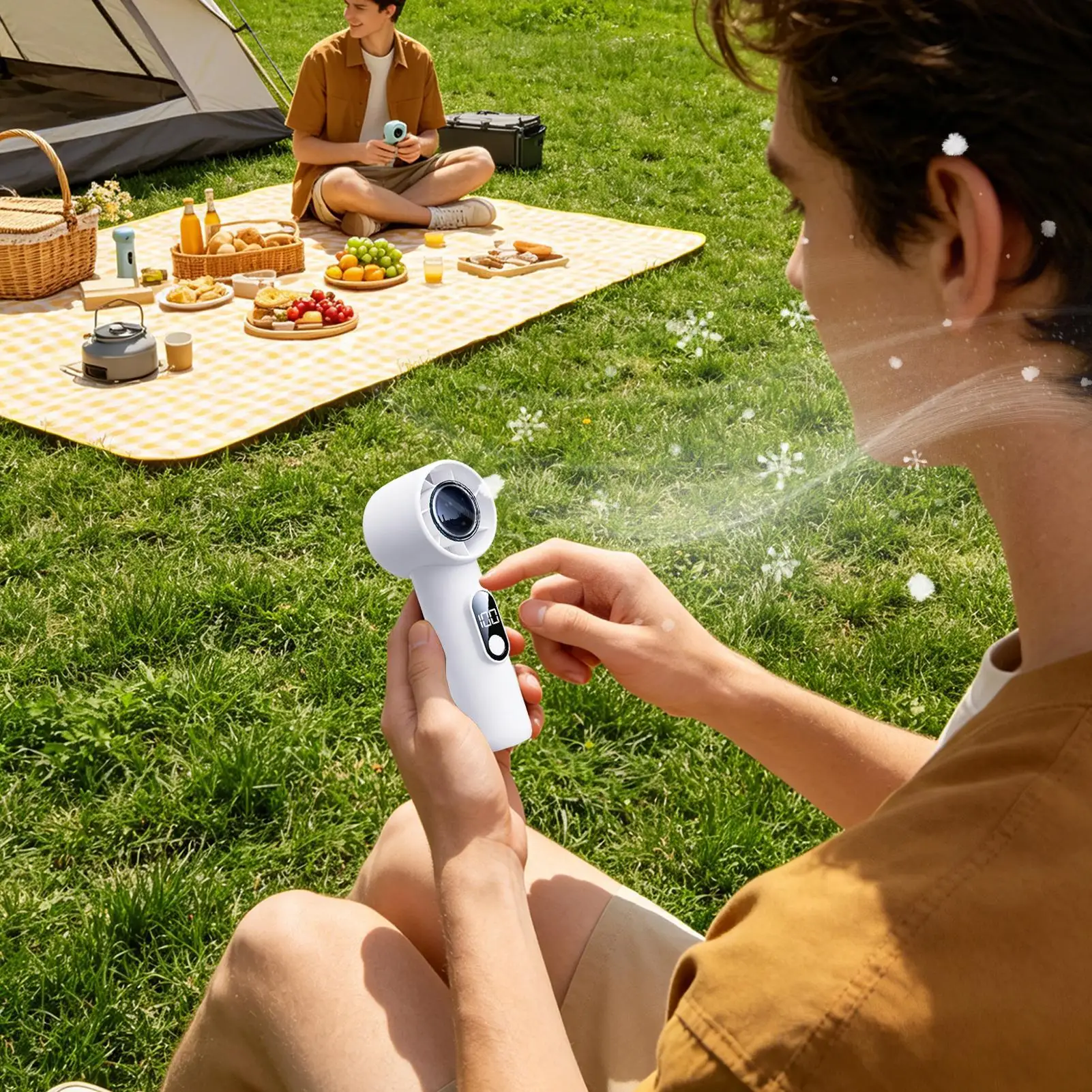 Personal Fan 100-Speed Small Turbo Wind Blower 1800mAh Low Noise Handheld Rechargeable Fan For Travel Concert Sports Event