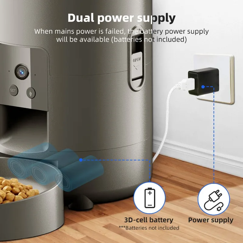 Dispensador automático de comida para perros y gatos con cámara, WiFi - imagen 2