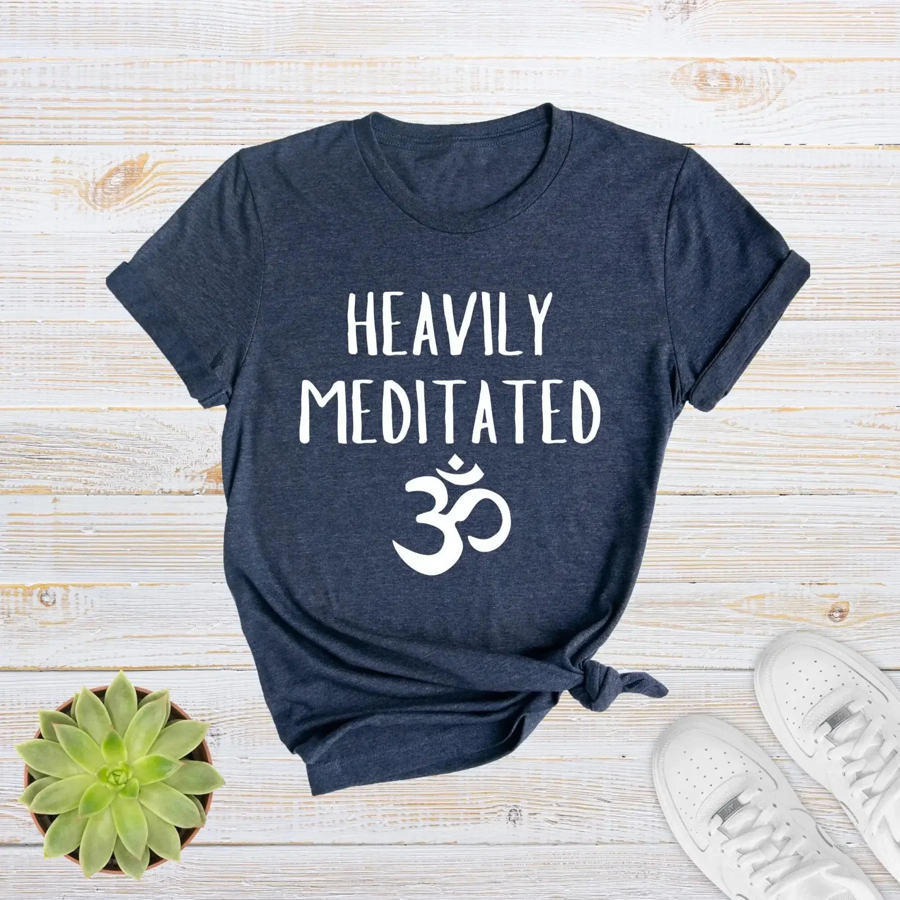 Heavily Meditated T Shirt Meditation Namaste Inspirational Spiritual Yoga Positive Lover