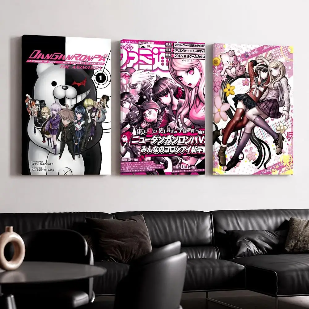 Anime D-DaNganRonpa Game Framed Wall Painting Canvas Poster Ready to Hang Wall Art for Bedroom Living Room Home Decor Gift