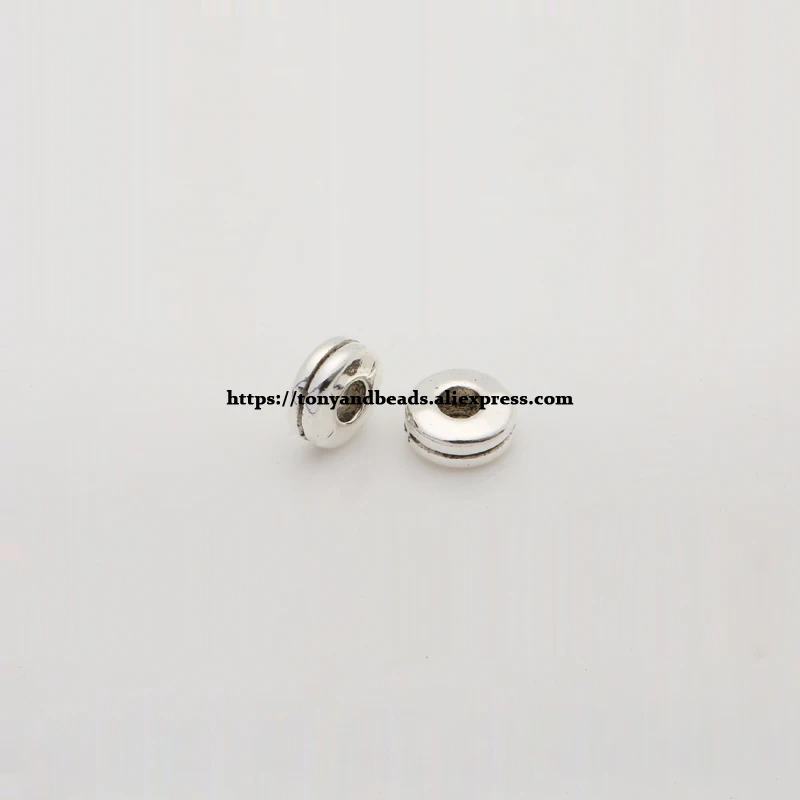 (50Pcs / Lot !) Zinc Alloy Tibetan Silver European Charm Connector Crimp End Beads Size 6mm ZN121B