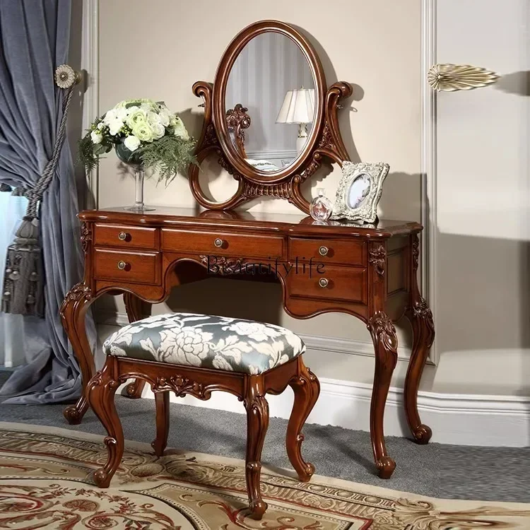 

56American old high-end dresser combination European dressing mirror dressing table table