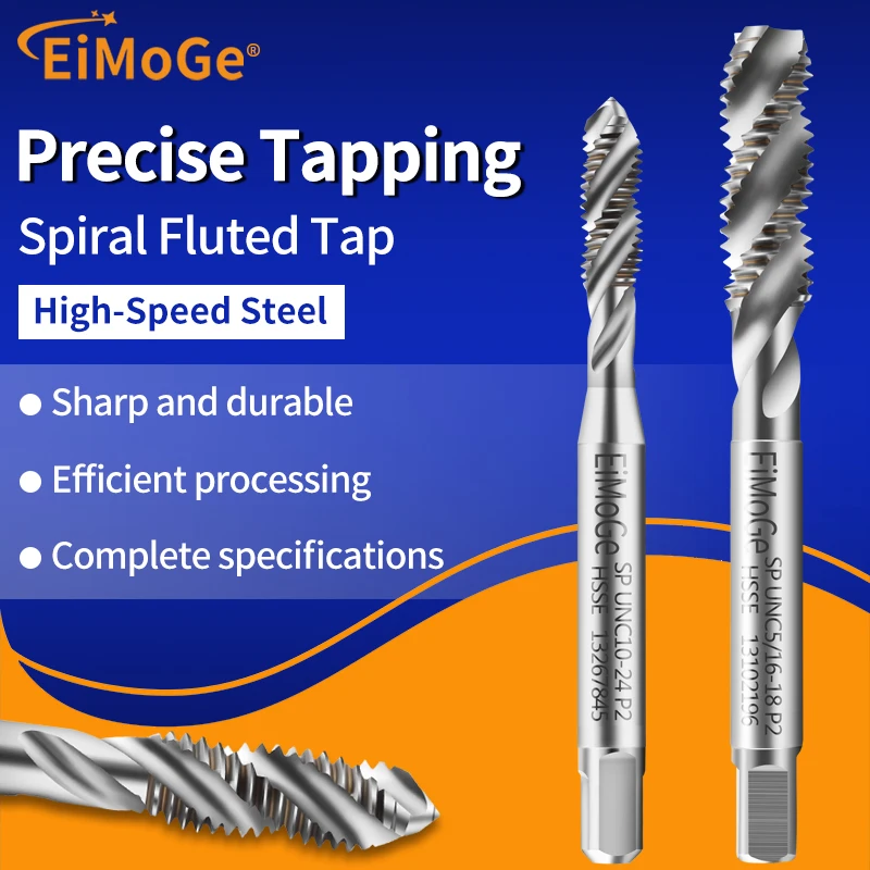 EiMoGe HSSE robinets cannelés en spirale américaine UNC 1-64 2-56 4-40 ~ 10-24 12-24 1/4 5/16 3/8 7/16 1/2 robinets à filetage de vis Machine