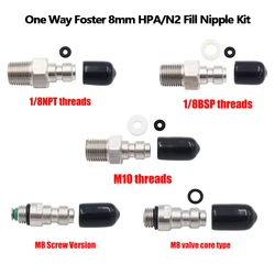 8mm Quick Plug Release Disonnect Coupler M8,1/8NPT,1/8BSPP SUS304 One Way Foster Male Filling Nipple for Tank Regulator